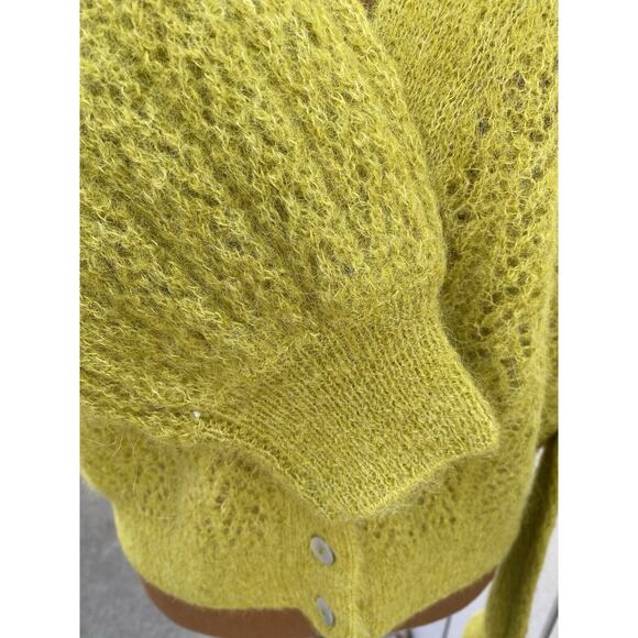 NWT Free People Green Citronelle Heather Sweater Alpaca Blend Amelia Cardi Large - Picture 5 of 16